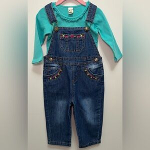 Denim Overalls with Aqua Top